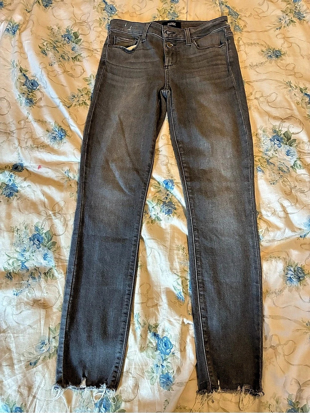 Paige Verdugo Rayon/Cotton BlendAnkle Straight Leg Jeans Gray Waist 26
